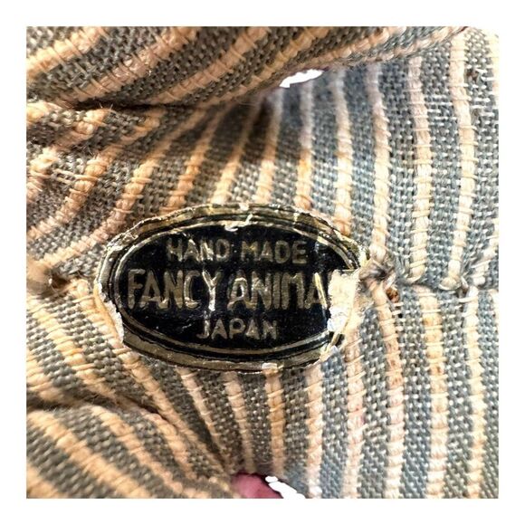 Vintage Handmade Fancy Animal Japan Plush Toy With Tag Maroon Yellow Leopard Cat - Picture 4 of 8